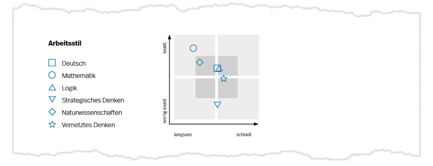 Arbeitsstildiagramm auf Seite 3 der Auswertung