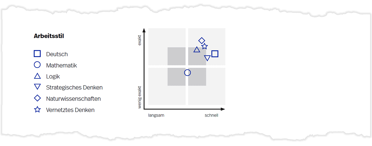 Arbeitsstildiagramm auf Seite 3 der Auswertung