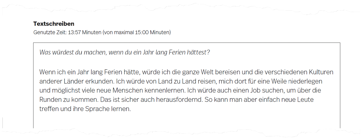 Abbildung 5. Textschreiben auf Seite 3 der Auswertung.