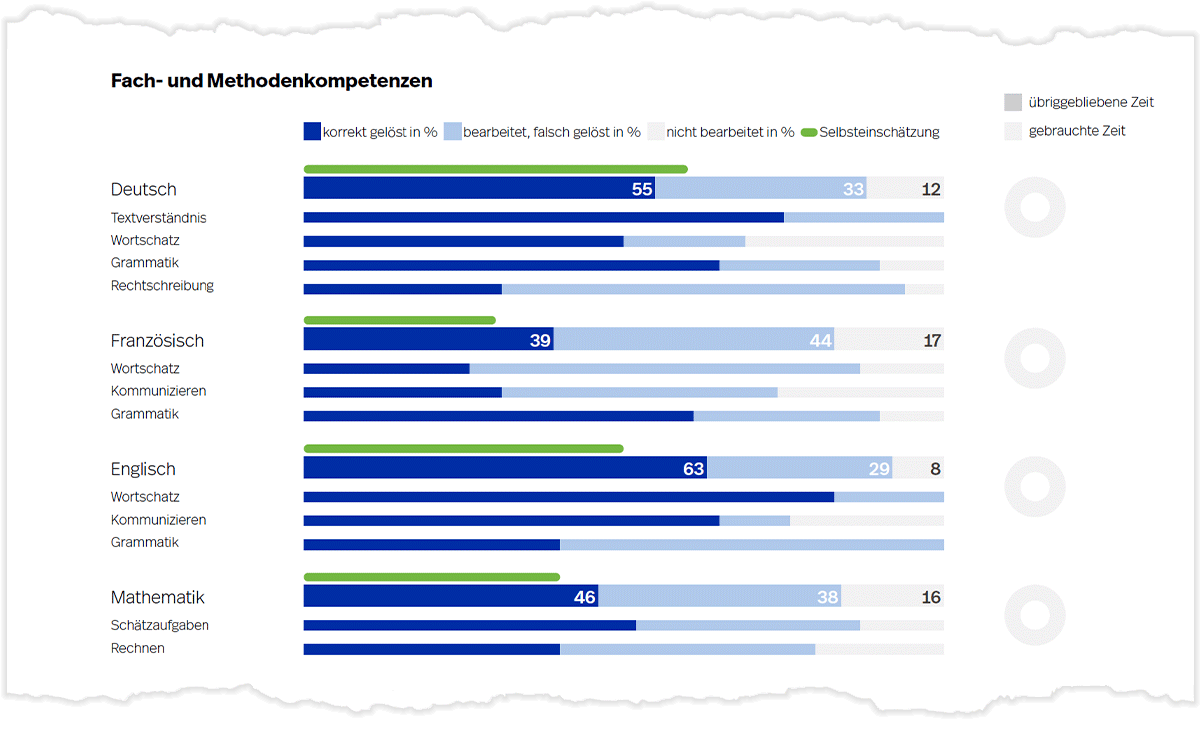 Abbildung A1. Darstellung der Rohwerte auf dem Ergebnisbericht (Auszug).